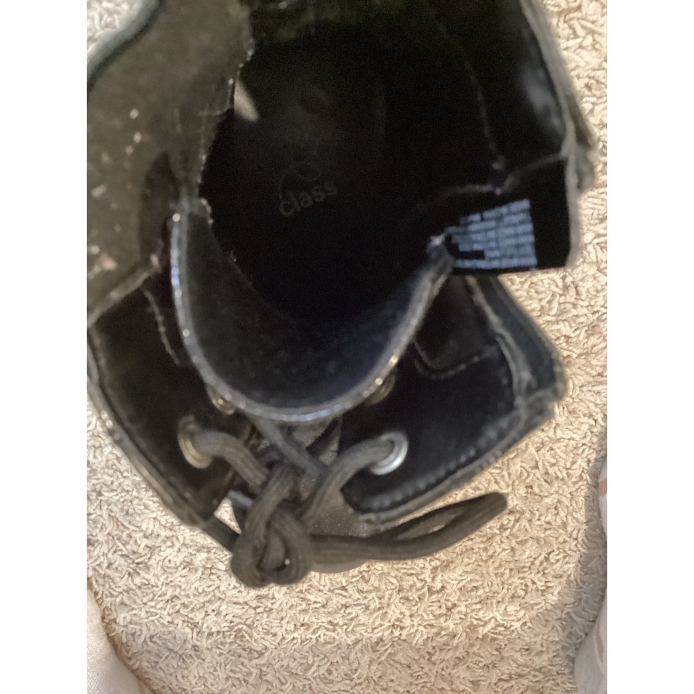 Kids Black Glitter Combat Boots Lace Up Side Zip Chunky‎ Sole - Picture 4 of 5
